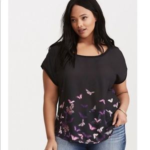 {Torrid} Butterfly woven to knit dolman top